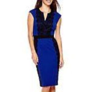Danny & Nicole Royal Blue & Black Lace Sleeveless Sheath